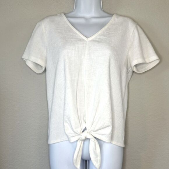 J. Crew Factory Textured V-neck tie-front shirt - Picture 1 of 7